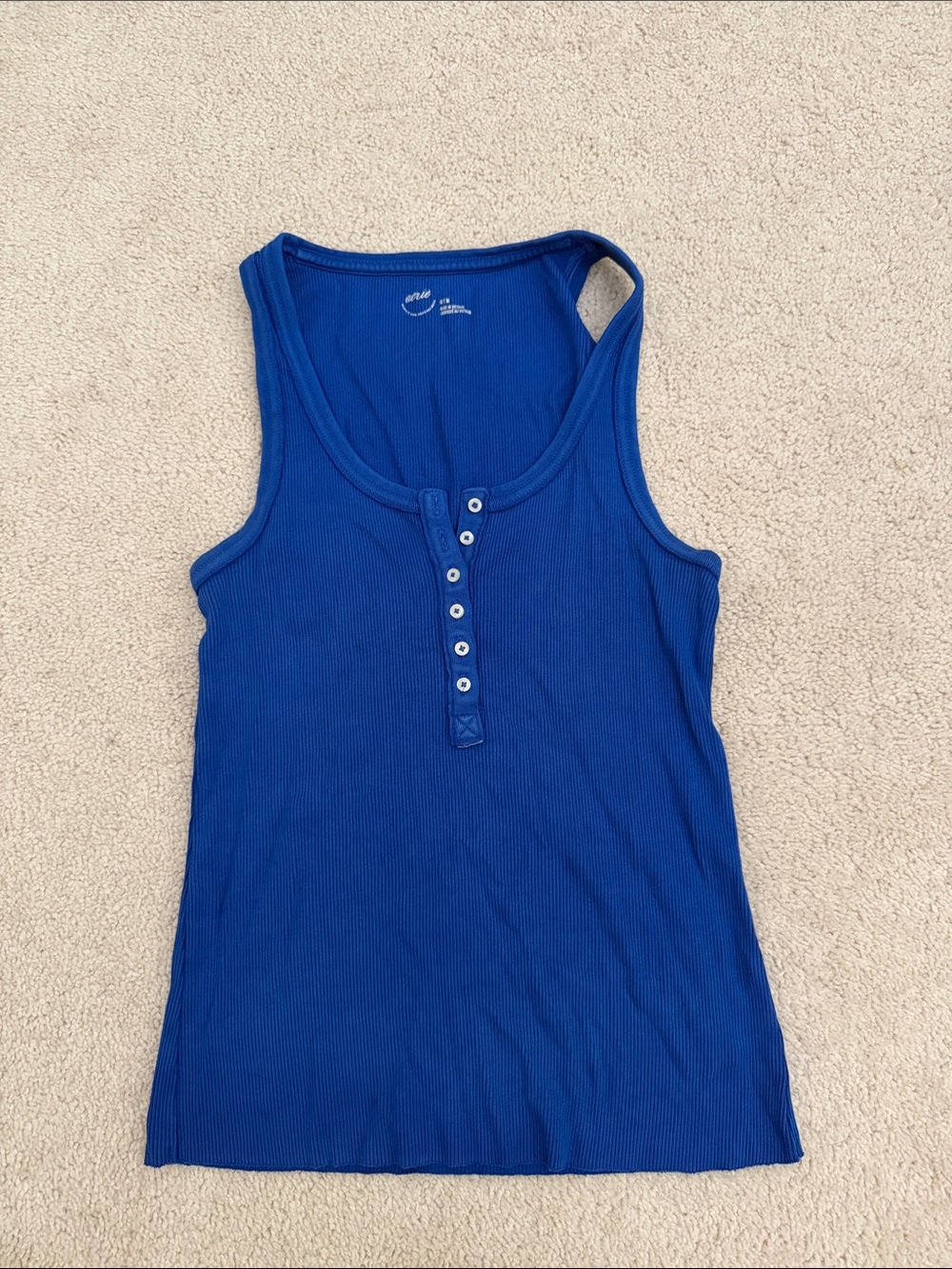 Aerie Royal Blue Ribbed Henley Tank Top